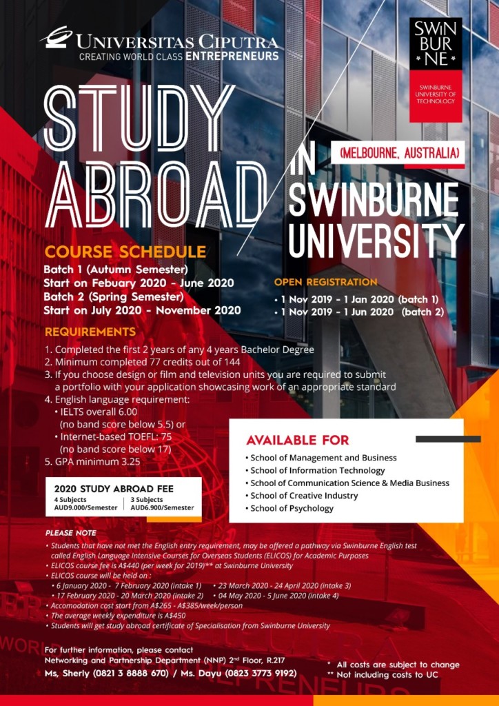 Study Abroad at Swinburne University - Australia 2020!